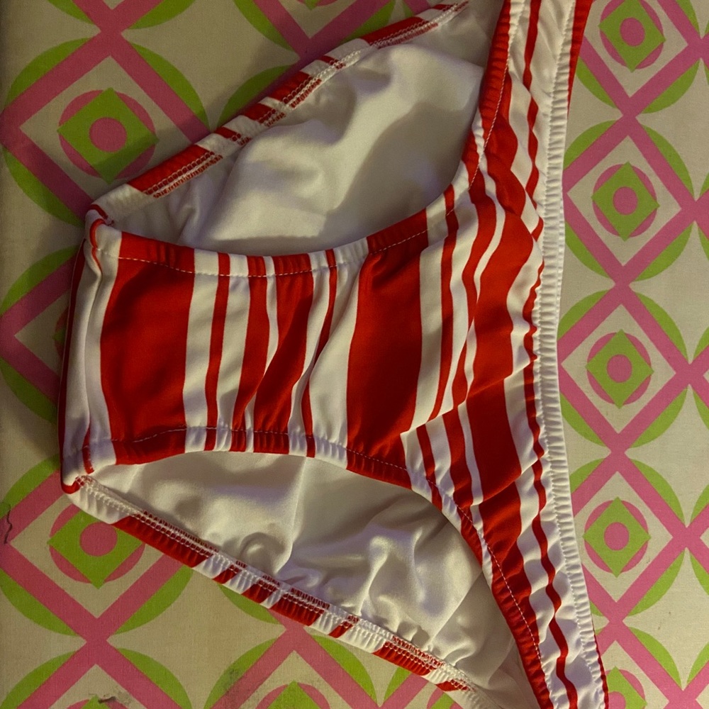 Red and White Striped Bikini Bottom - Women